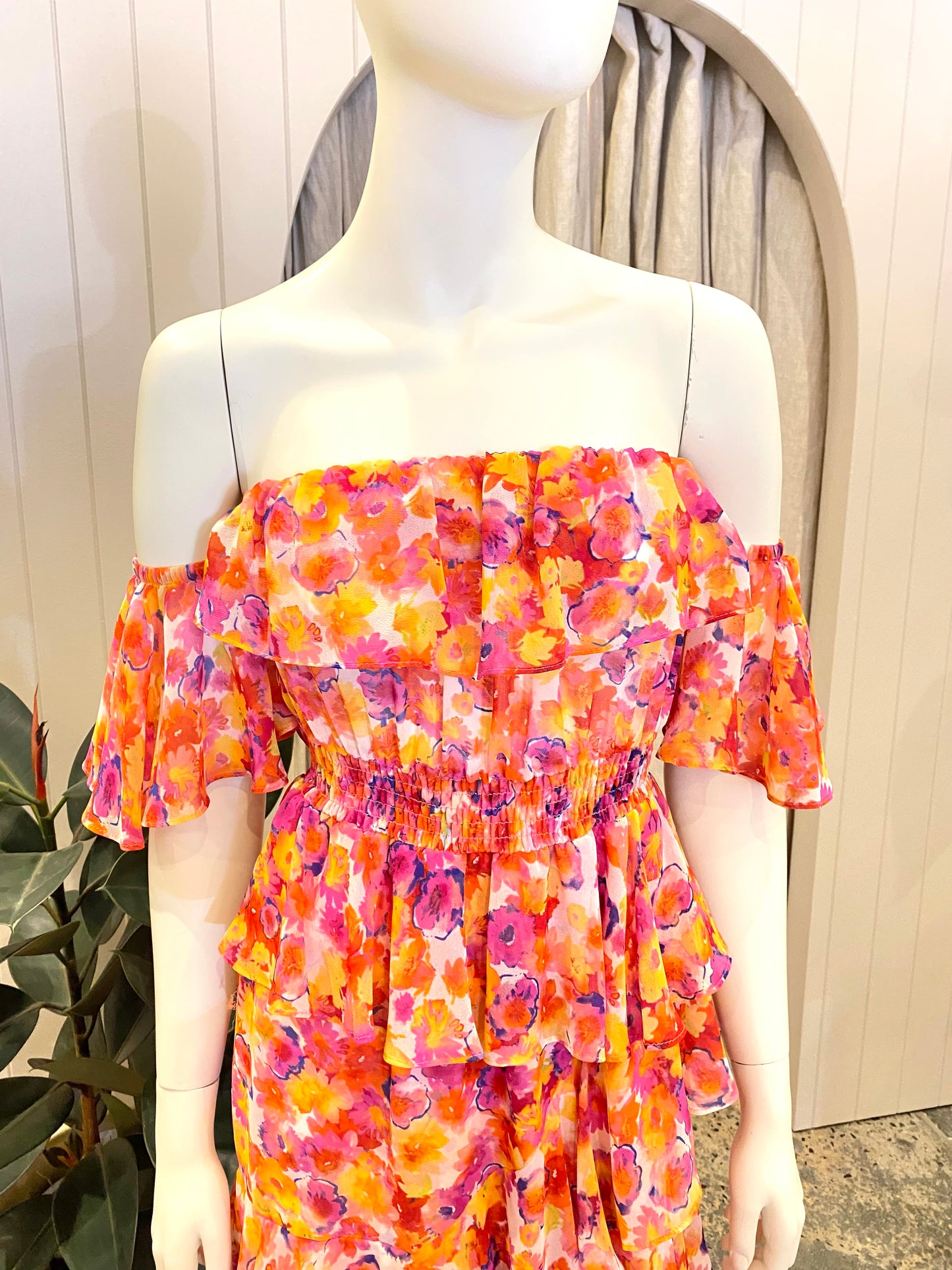 Misa LA Yasemin Ruffle Midi Dress - Size 8