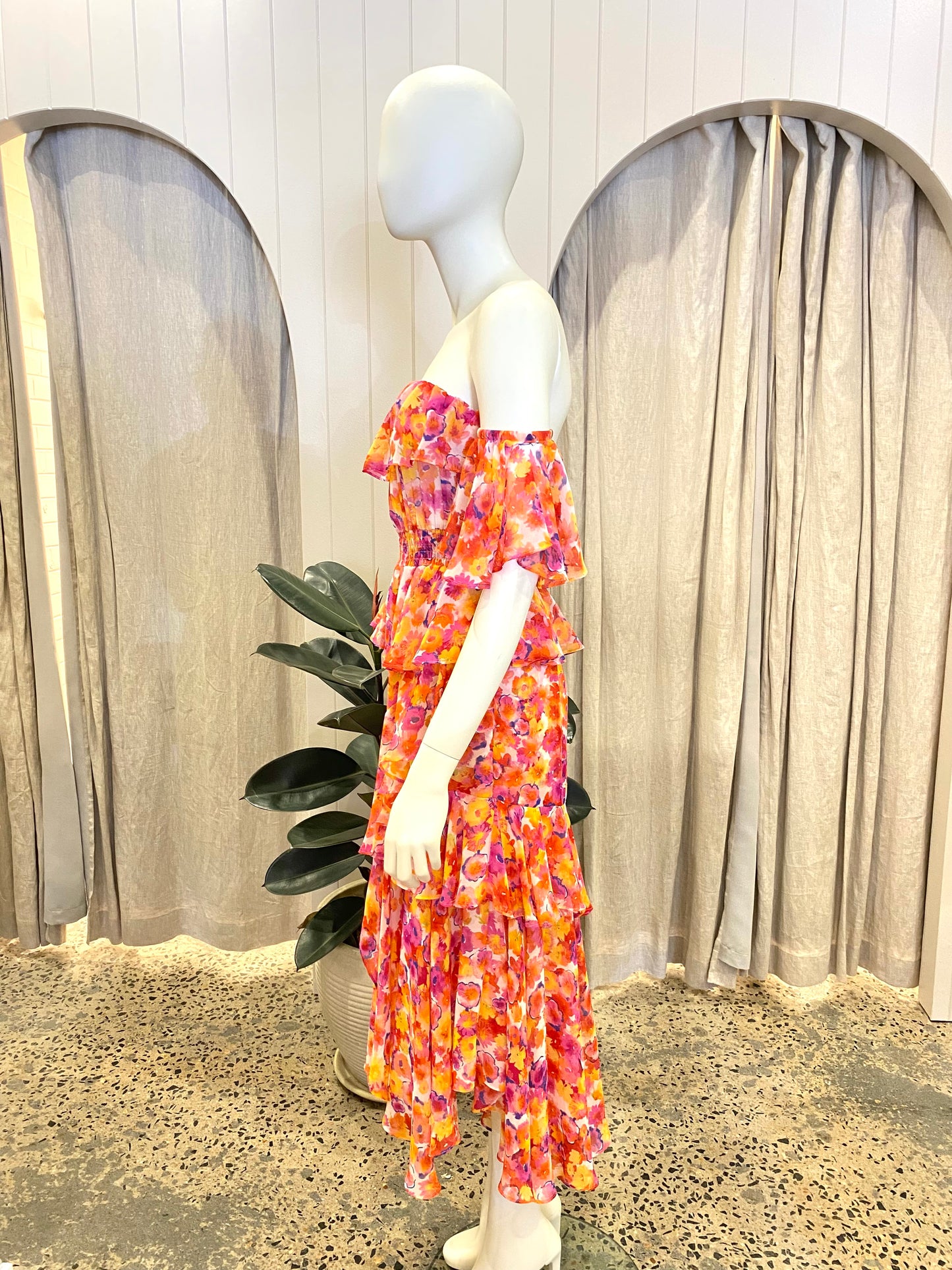 Misa LA Yasemin Ruffle Midi Dress - Size 8