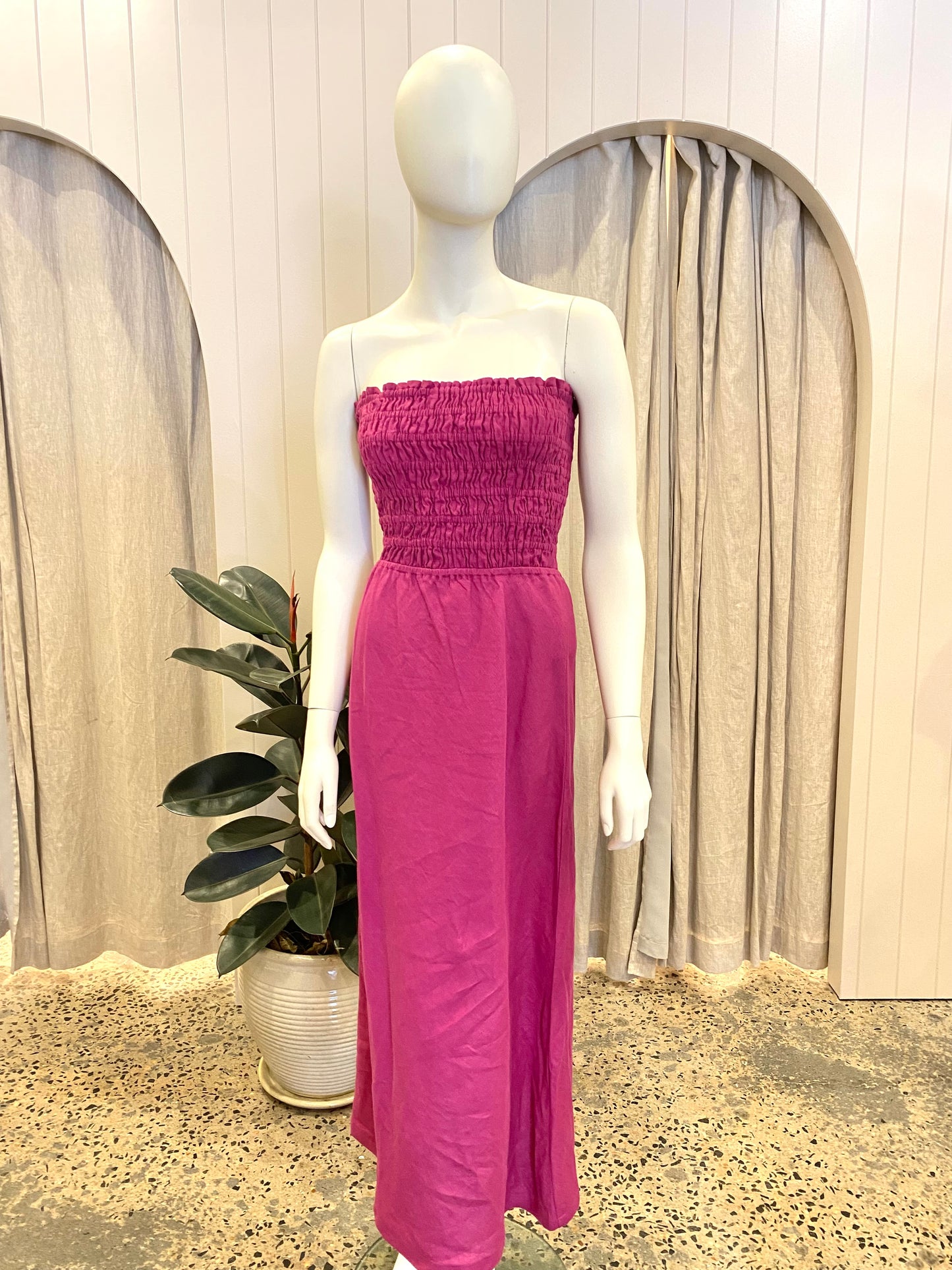 Faithfull The Brand Linen Midi Dress - Size 10