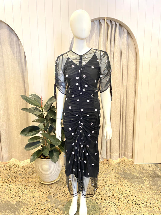 Alice McCall Garden Party Dress in Black Daisy Print - Size 10