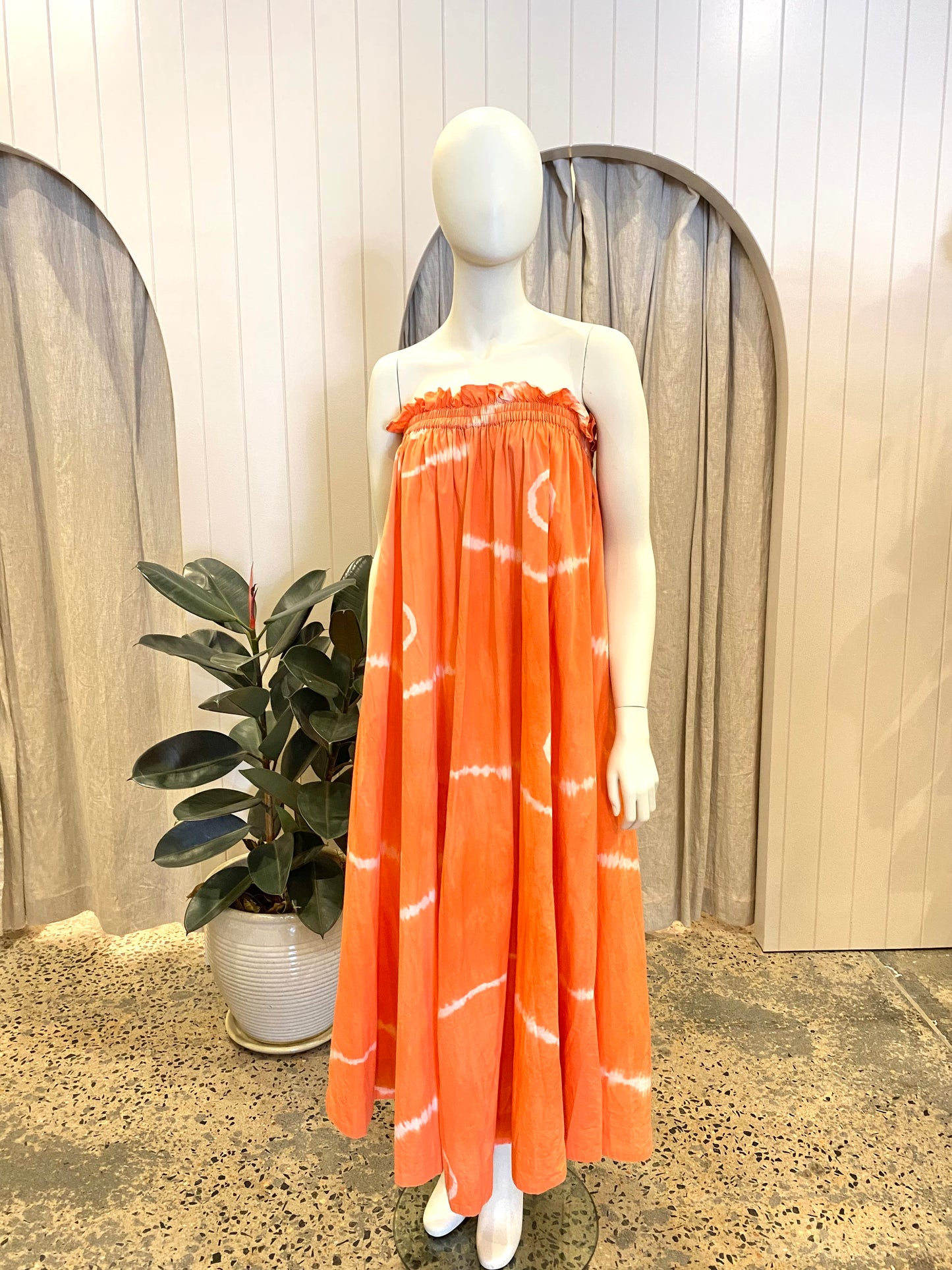 Steele Orange Tie Dye Strapless Dress - Size L