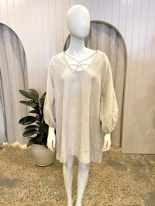 Marle Lunie Linen Midi Dress - Size 12