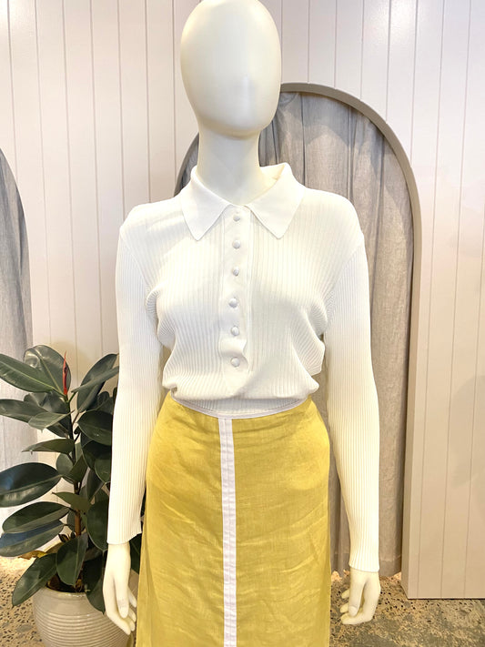 Zimmermann White Ribbed Knit Polo Shirt - Size 3