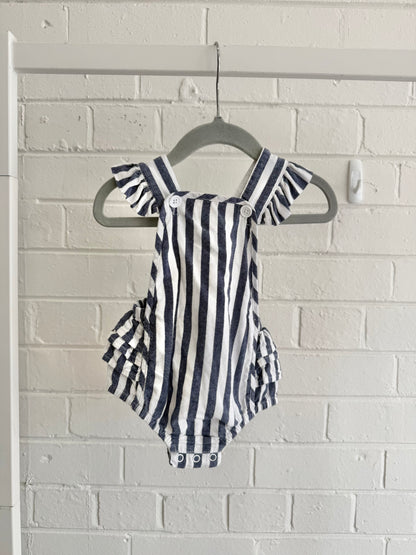 Milky Navy/White Stripe Onesie - Size 0