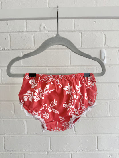 Dolce Petit Red/White Floral Dress, Bloomers and Bonnet - Size 6 - 12m
