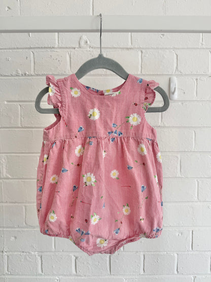 Milky Red Stripe Garden Onesie - Size 0