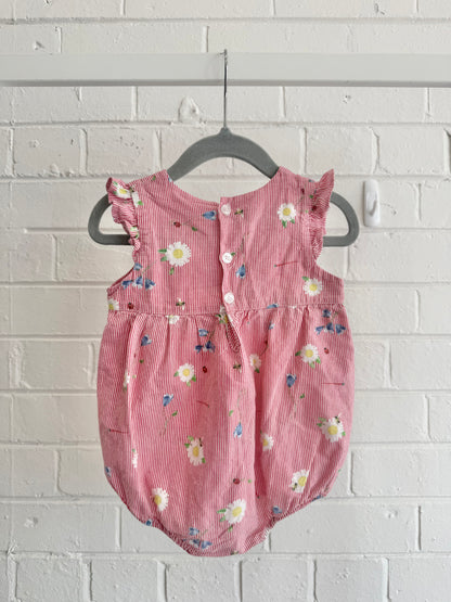 Milky Red Stripe Garden Onesie - Size 0