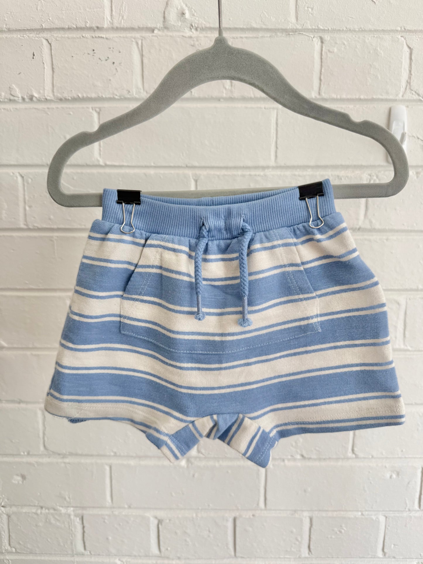 Pure Baby Blue and White Stripe Shorts - Size 0 - 3