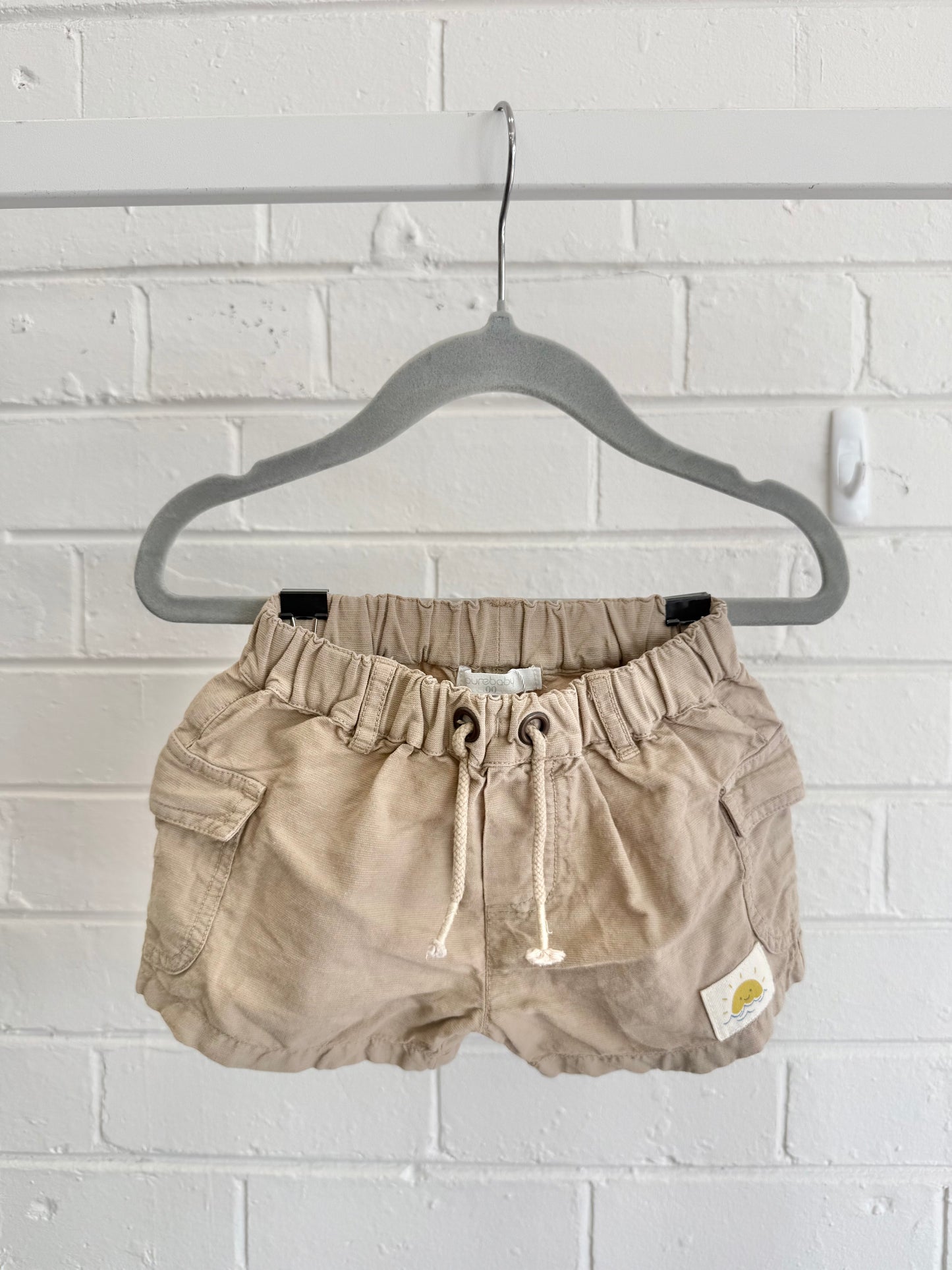 Pure Baby Beige Cargo Shorts - Size 3 - 6