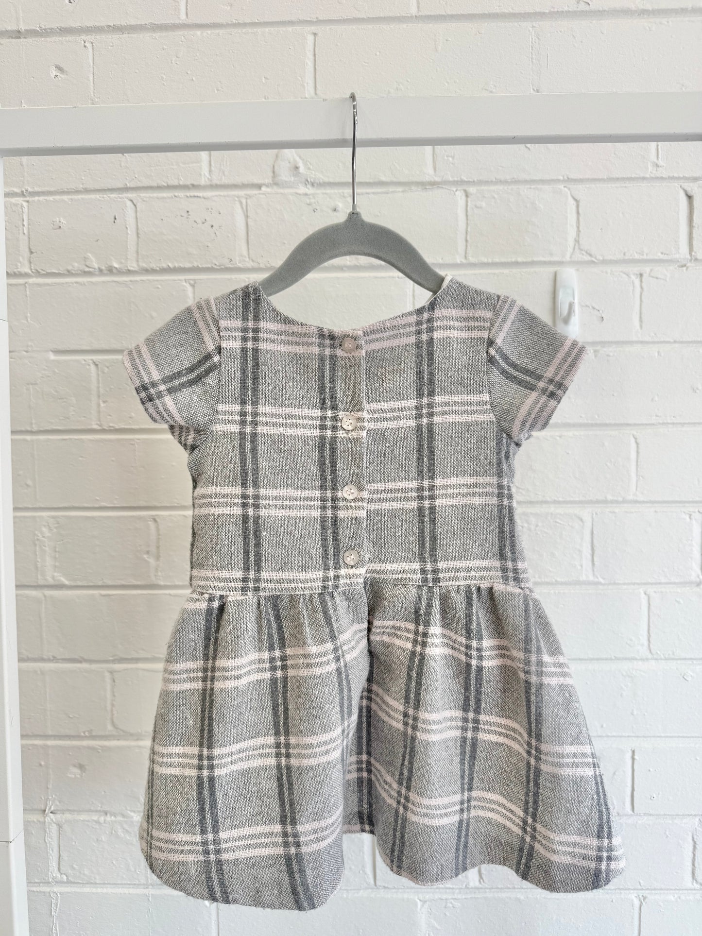 Oragami Grey/Pink Check Dress - Size 0