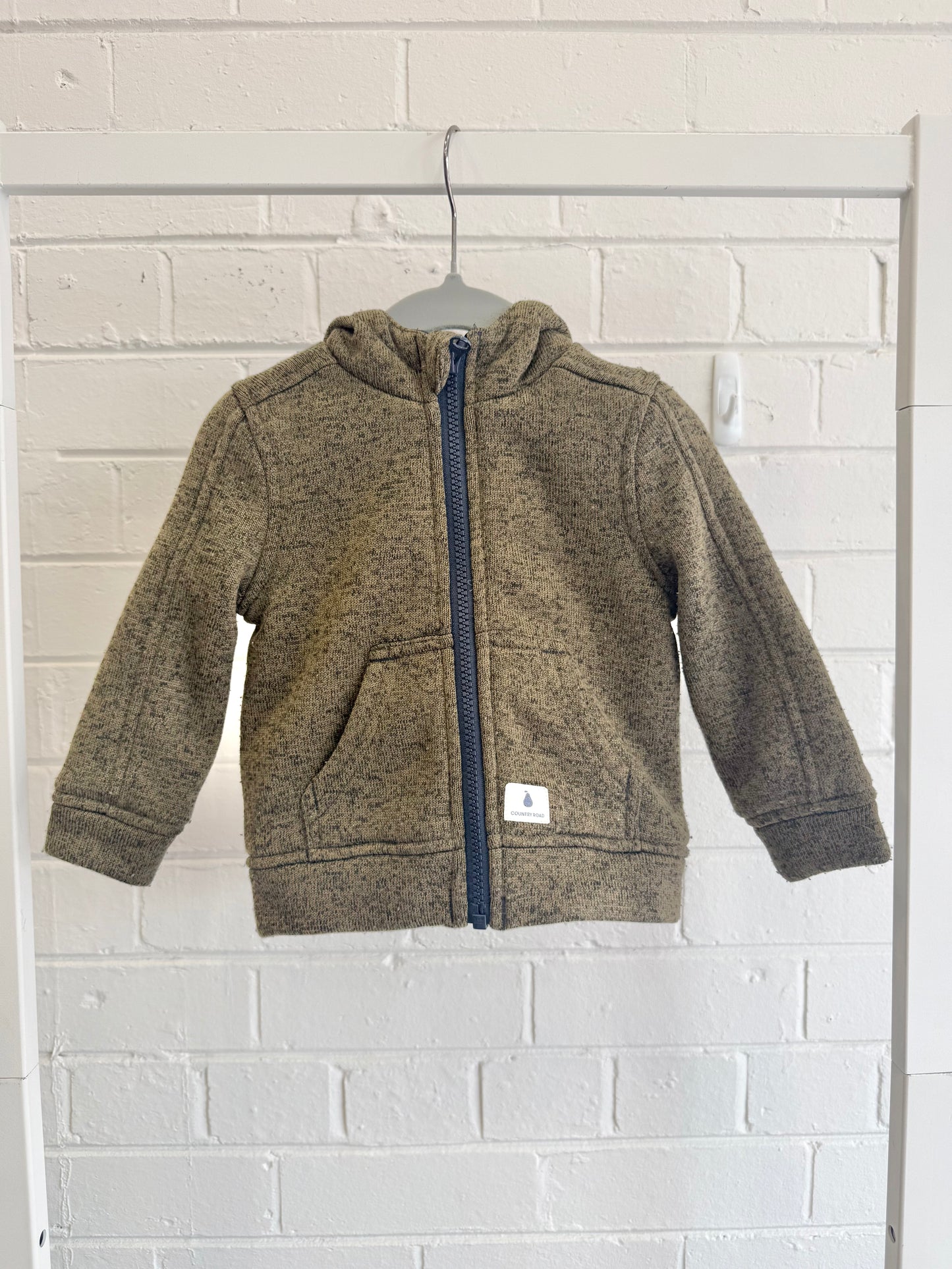 Country Road Khaki Green Zip Up Hoodie - Size 0