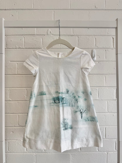 Zara White/Blue Tree Dress - Size 18-24m