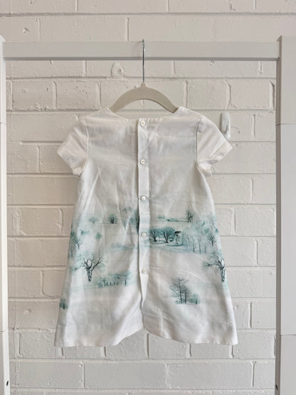 Zara White/Blue Tree Dress - Size 18-24m