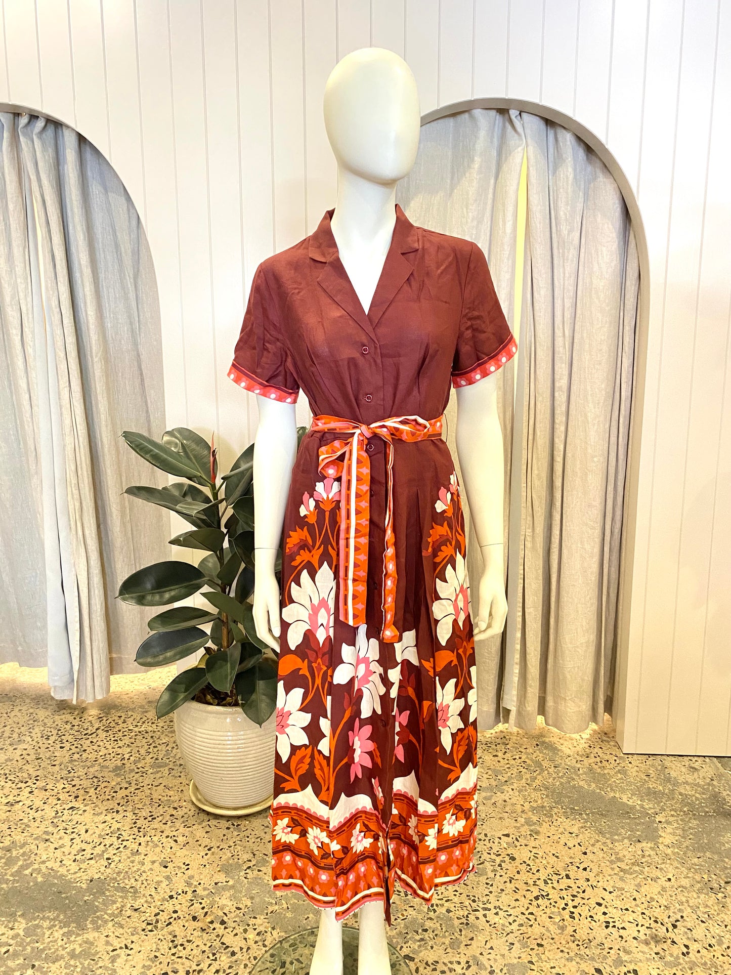 Aere Linen Shirt Dress - Size 12