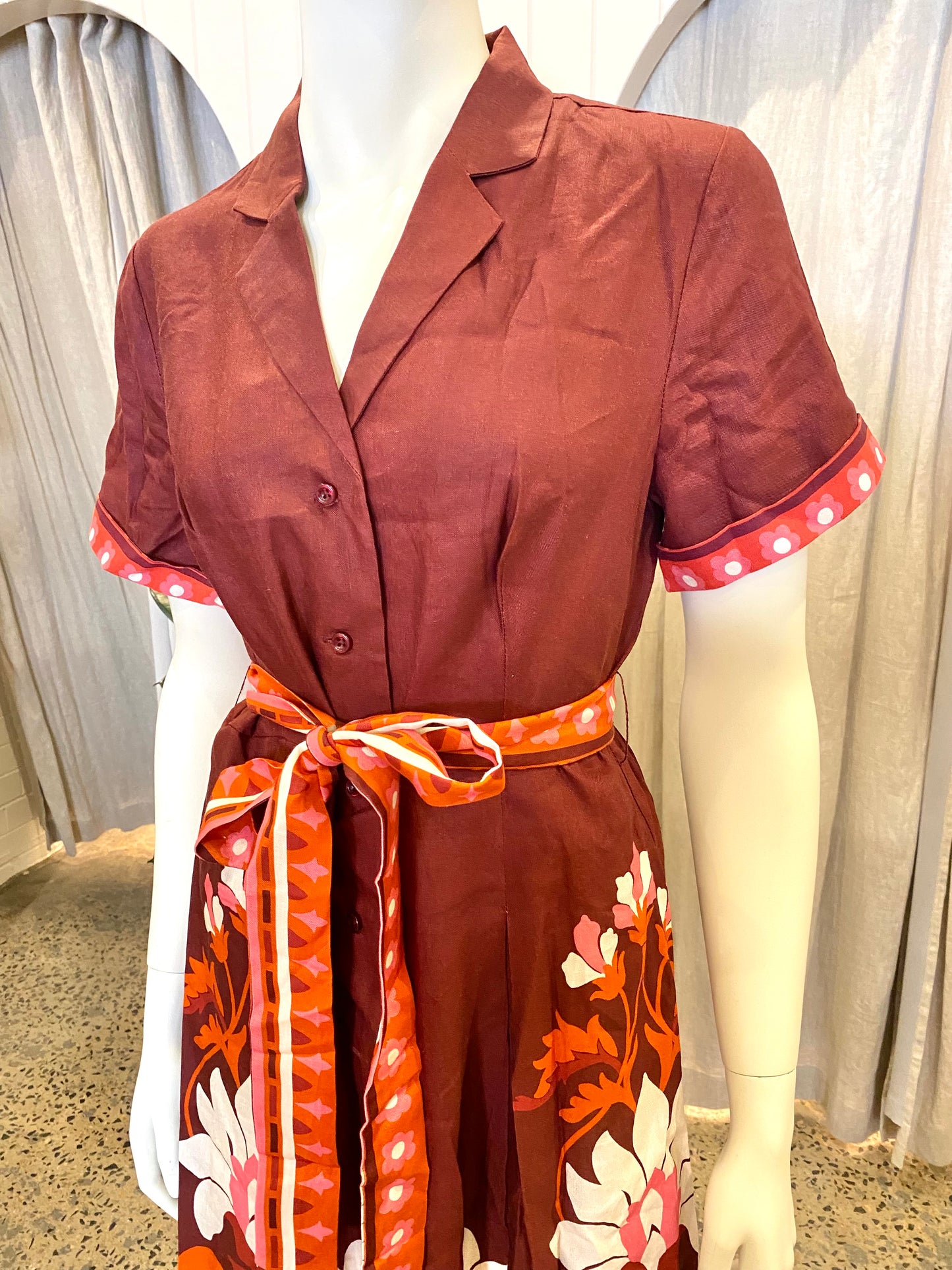 Aere Linen Shirt Dress - Size 12