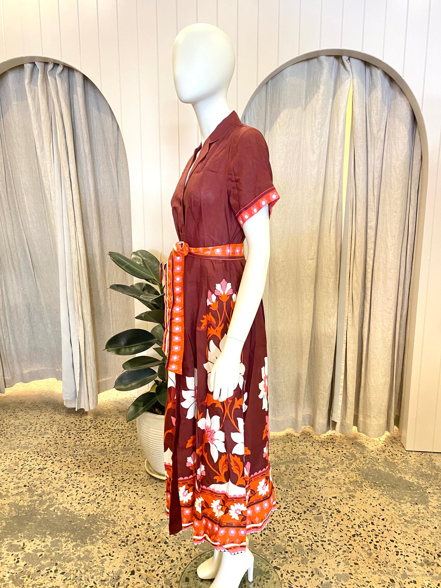 Aere Linen Shirt Dress - Size 12