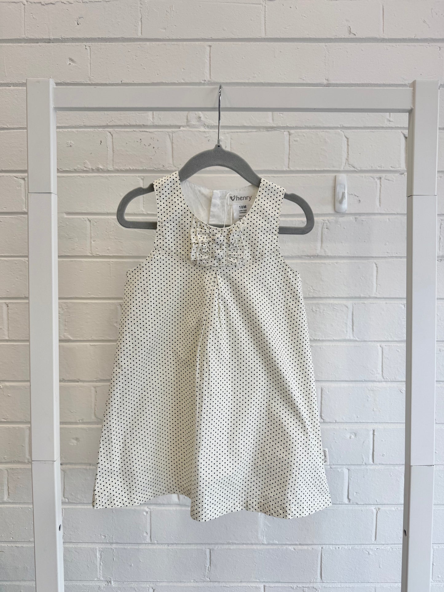 Henry White/Black Polk Dot Dress - Size 18m