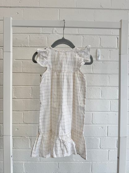 Louis and Louise White and Rose Gold Check Dress - Size 2