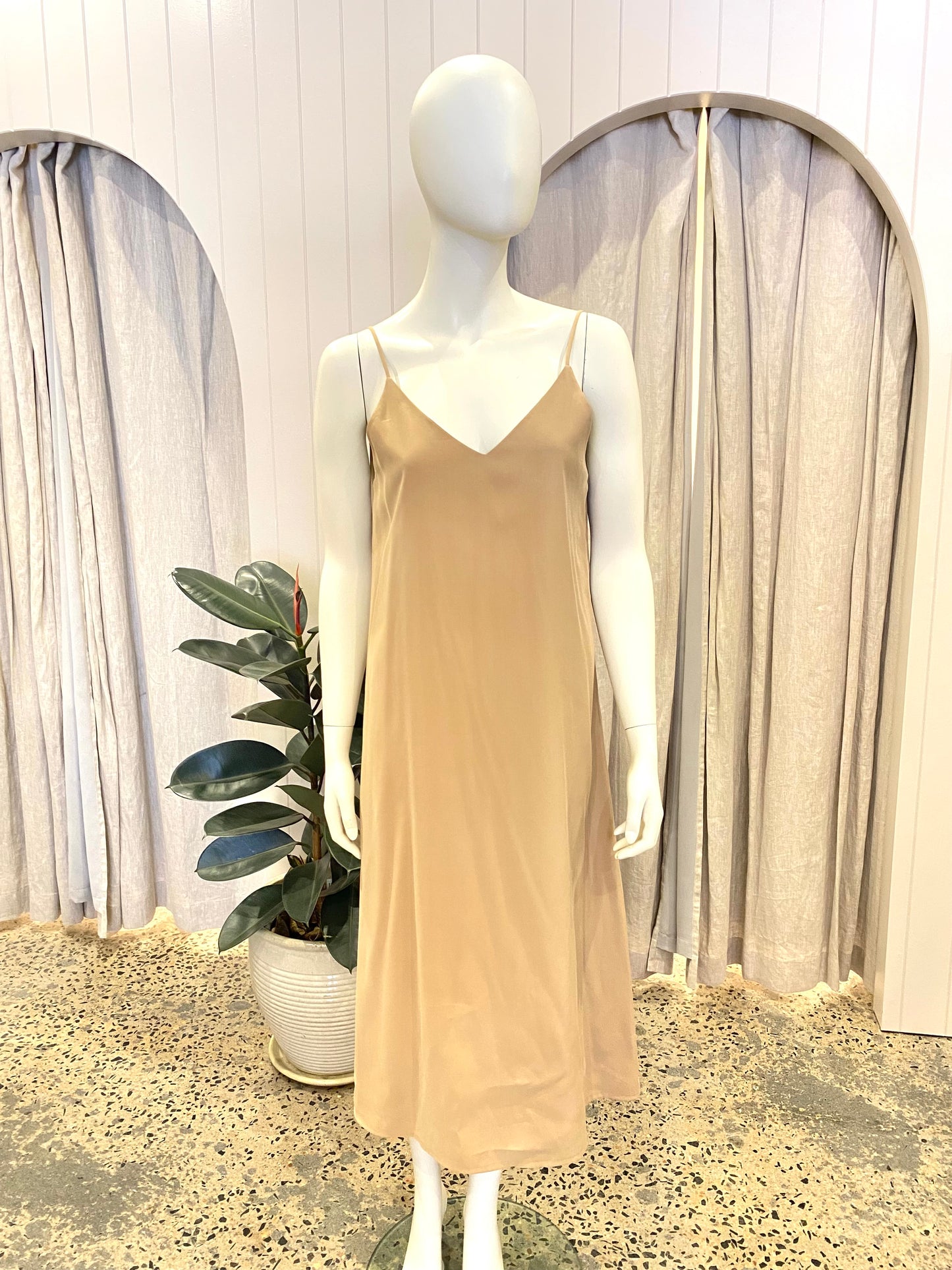 The Editors Market 'Kadena' Midi Dress in Peanut - Size 10/12
