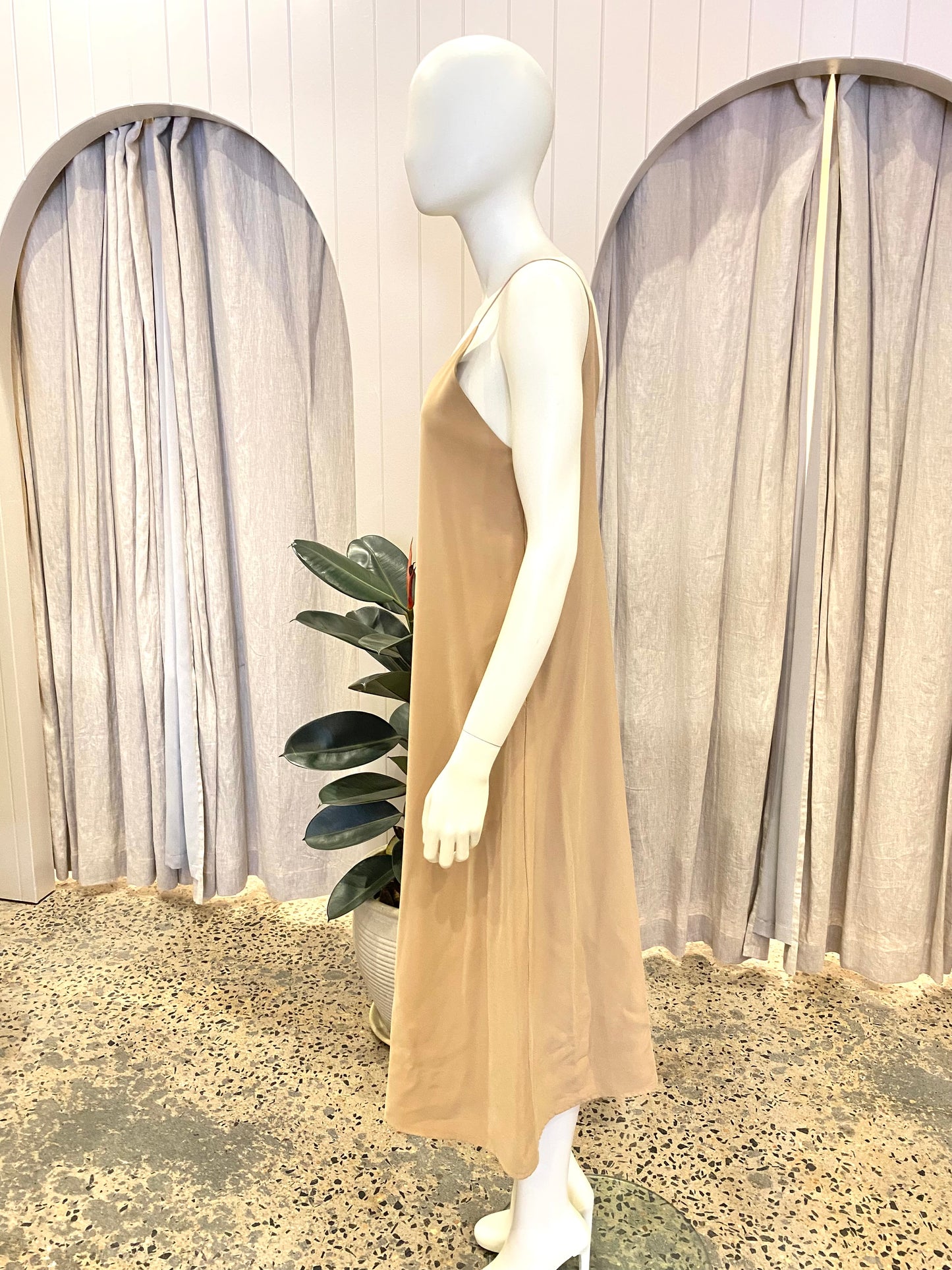 The Editors Market 'Kadena' Midi Dress in Peanut - Size 10/12