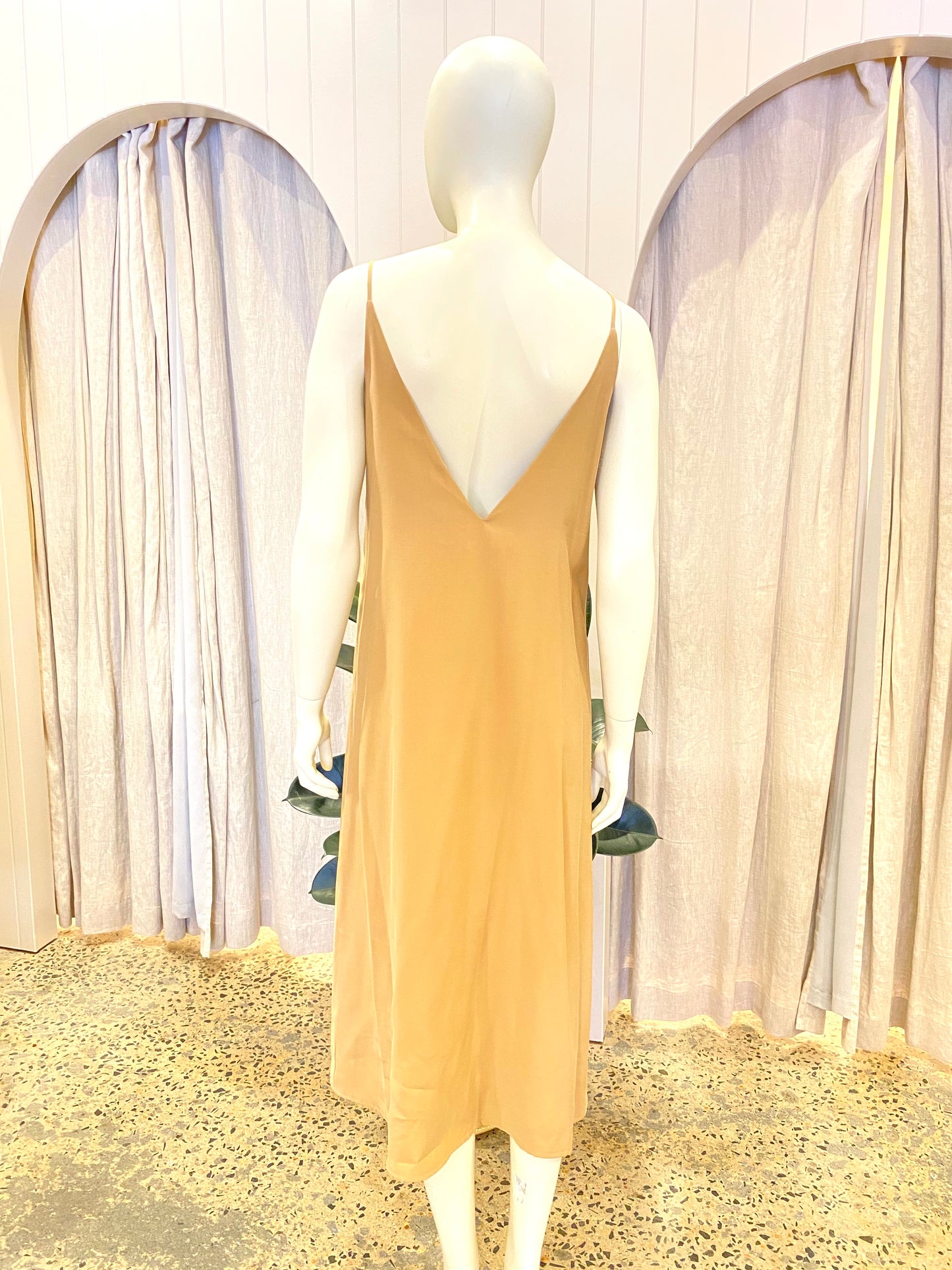 The Editors Market 'Kadena' Midi Dress in Peanut - Size 10/12