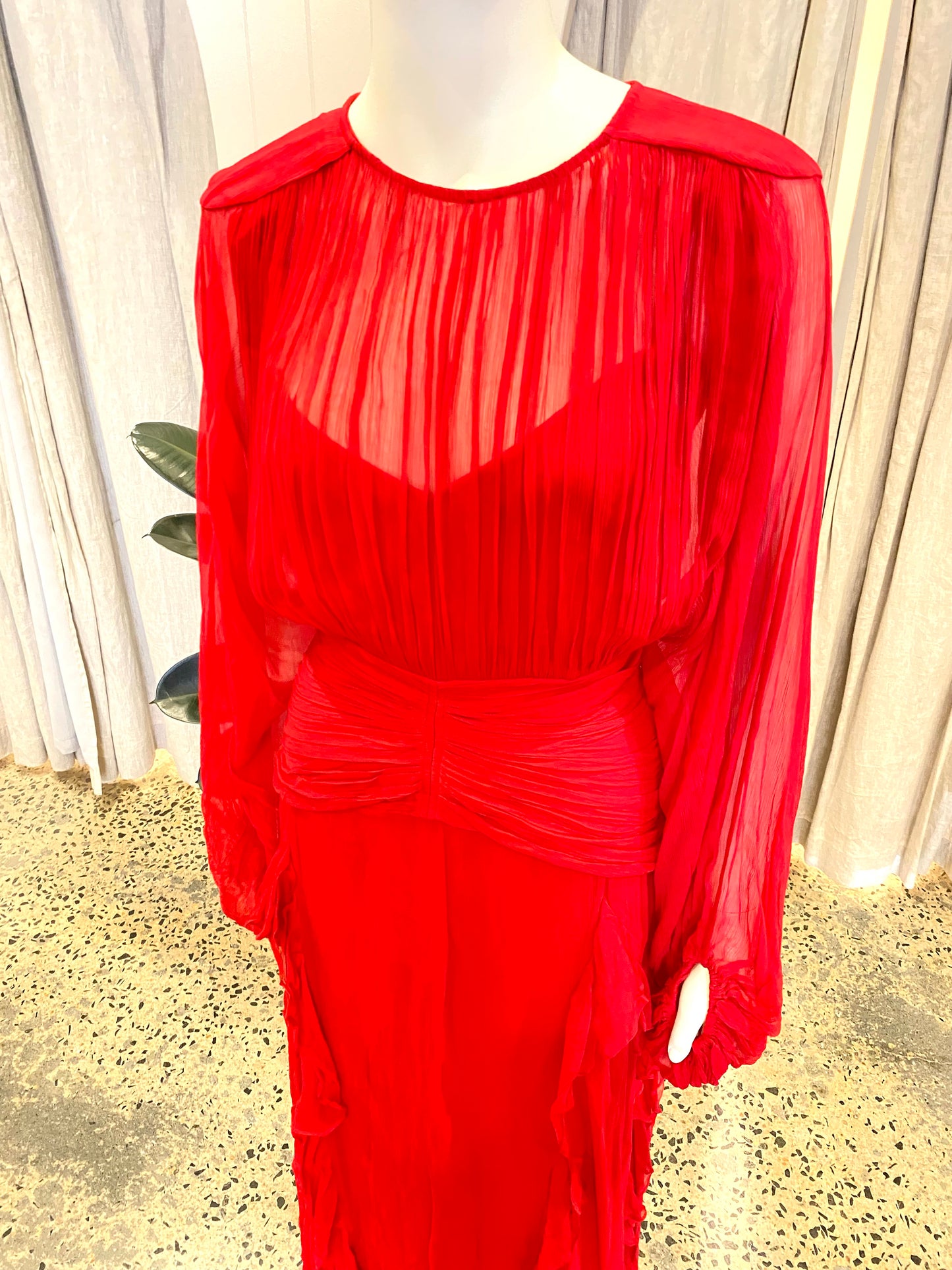 Shona Joy Red Marquis Maxi Dress - Size 16