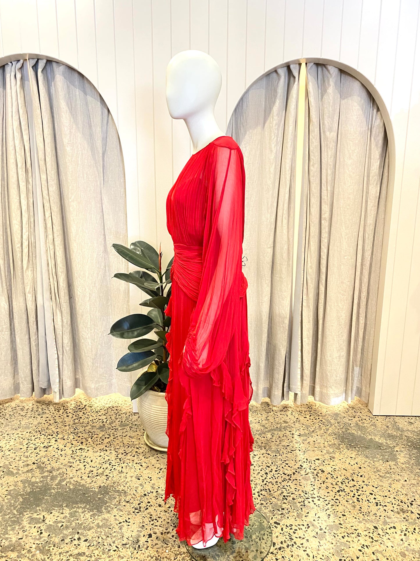Shona Joy Red Marquis Maxi Dress - Size 16