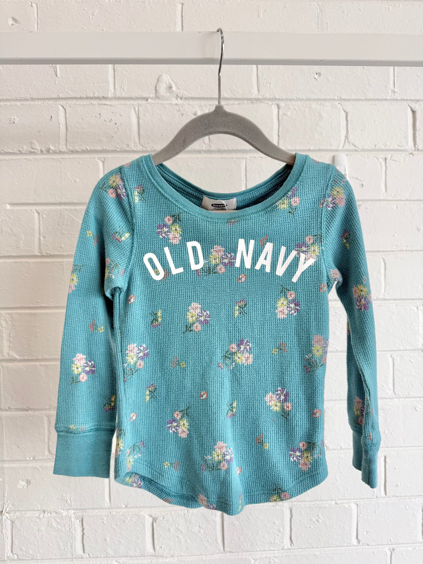 Old Navy Teal Floral Long Sleeve Top - Size 5