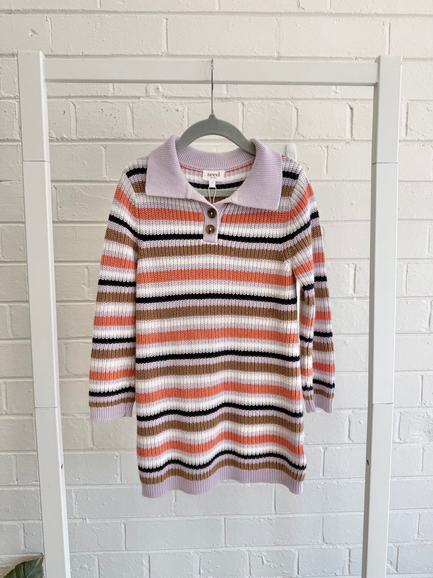 Seed Stripe Knit Jumper Dress - Size 5