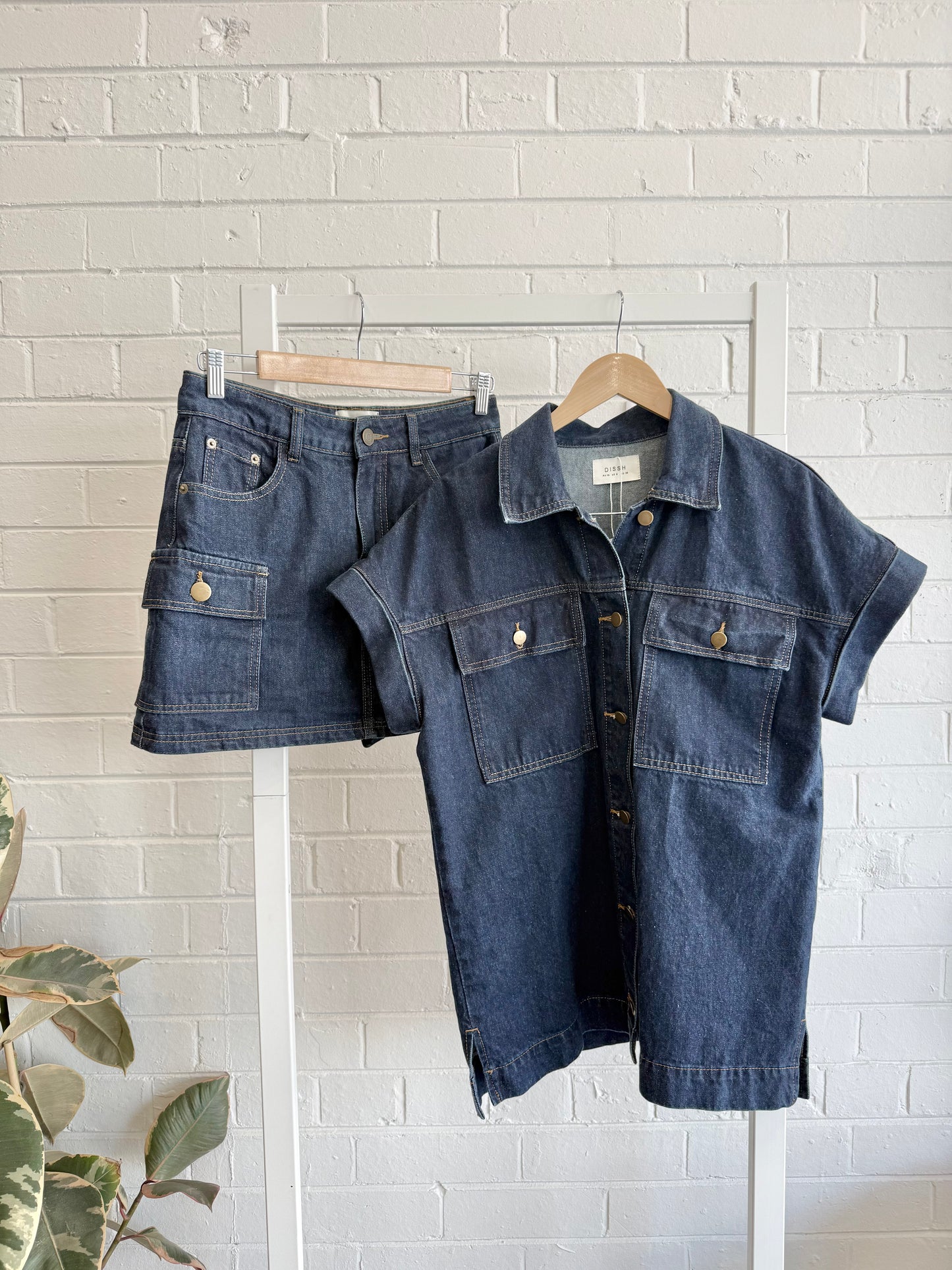Dissh 'FELIX' Denim Skort & Shirt Set in Indigo - Size 10