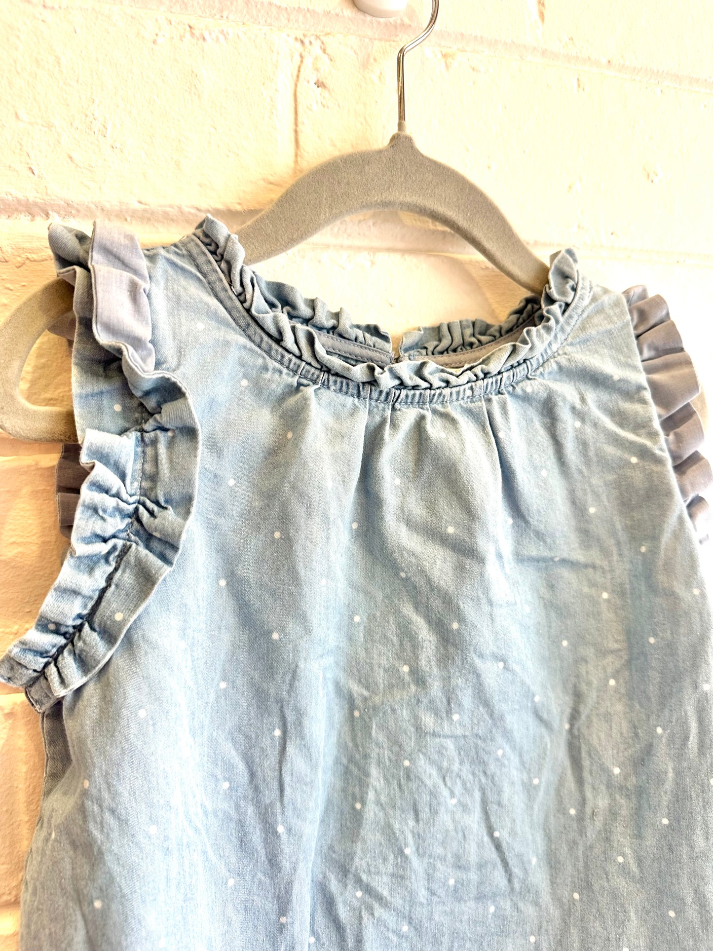 Country Road Light blue polka dot top - Size 18-24m