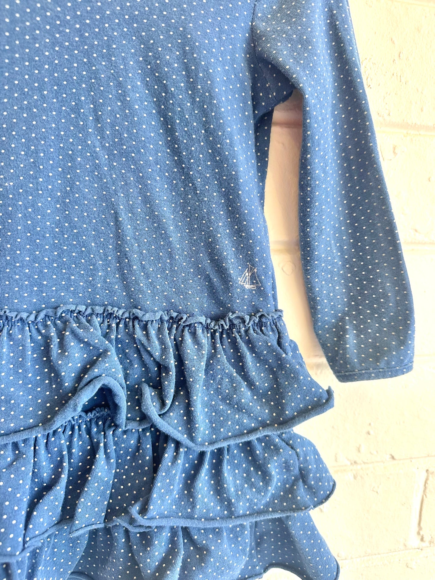 Petit Bateau Dark Blue Polka Dot Dress - Size 24m