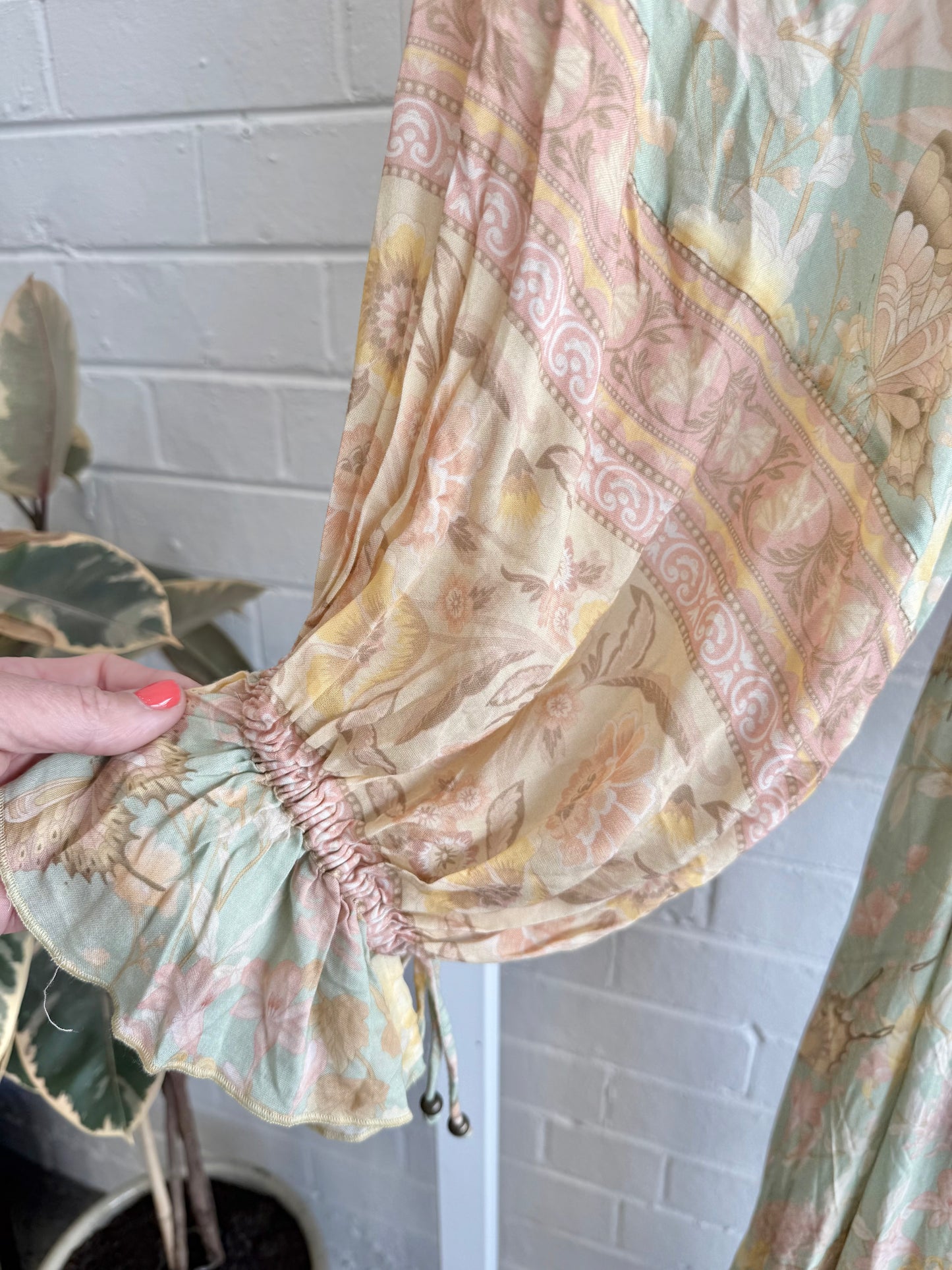 Spell & The Gypsy Butterfly Gown in Botanical Print - Size L (14)