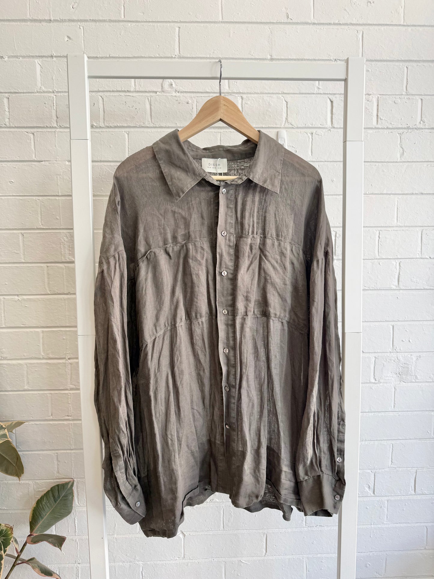 Dissh Oversized Ramie Shirt in Burnt Choc  - Size 14