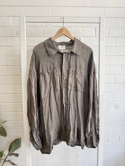 Dissh Oversized Ramie Shirt in Burnt Choc  - Size 14