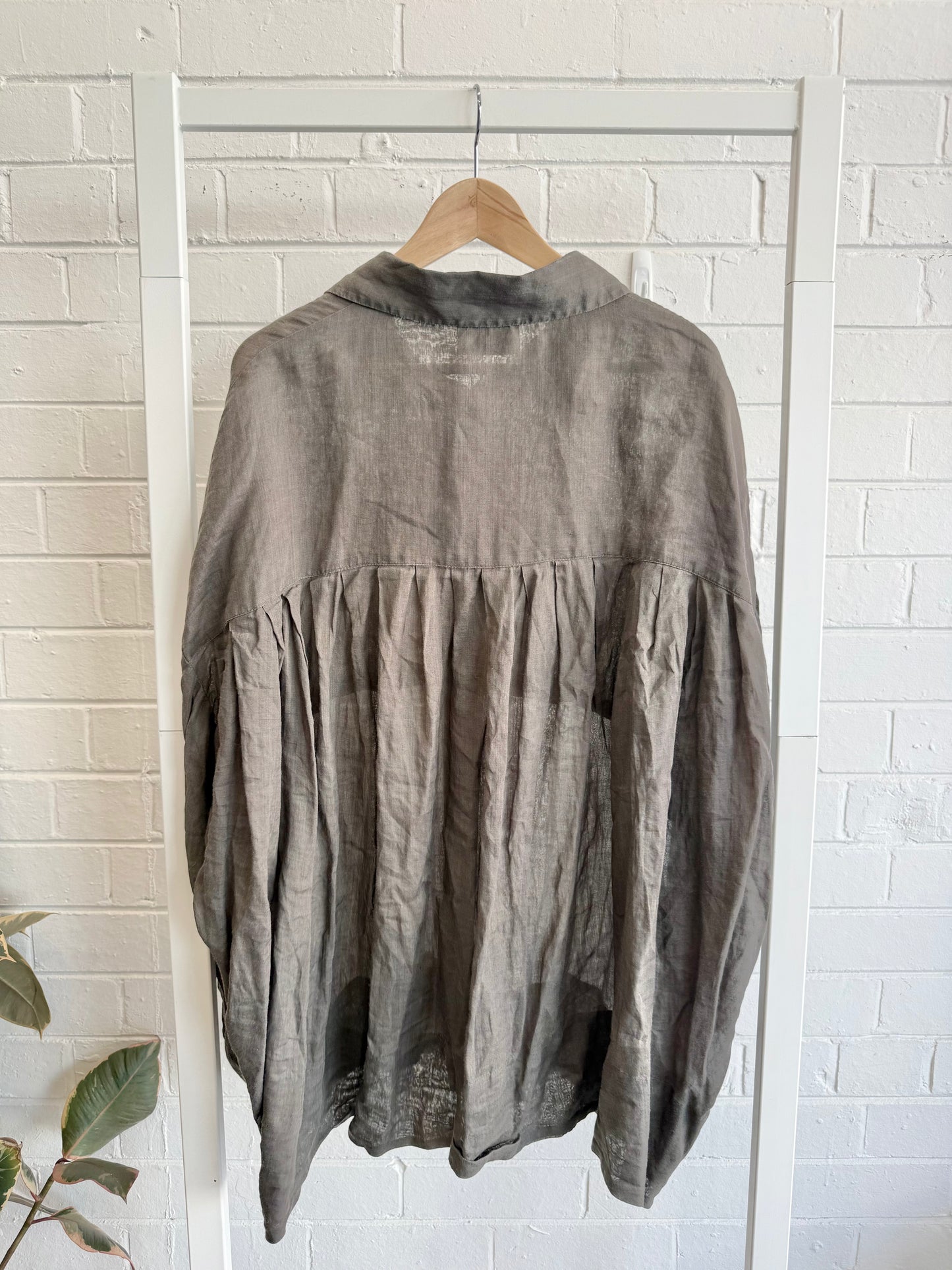 Dissh Oversized Ramie Shirt in Burnt Choc  - Size 14
