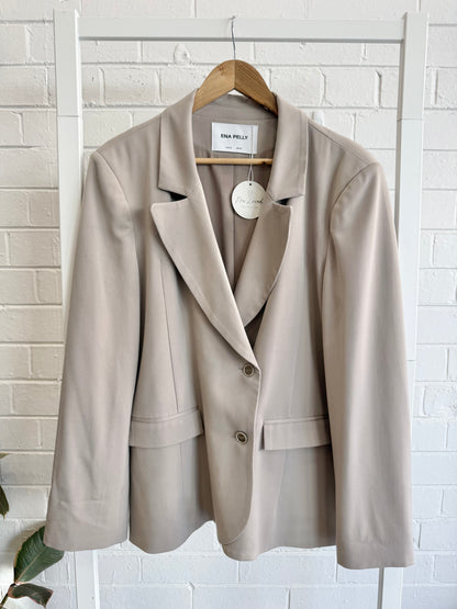 Ena Pelly Single Breasted Blazer in Taupe - Size 14