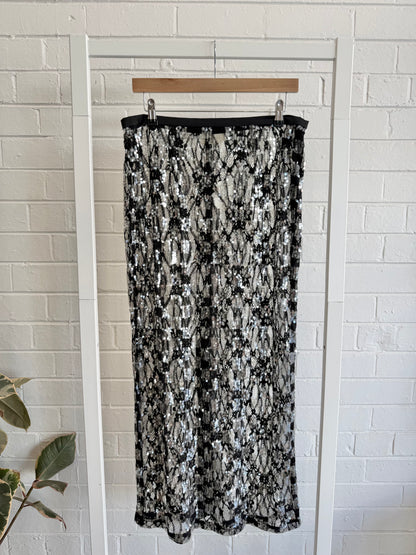 Vrg Girl Devyn Sequin Midi Skirt in Black - Size 12