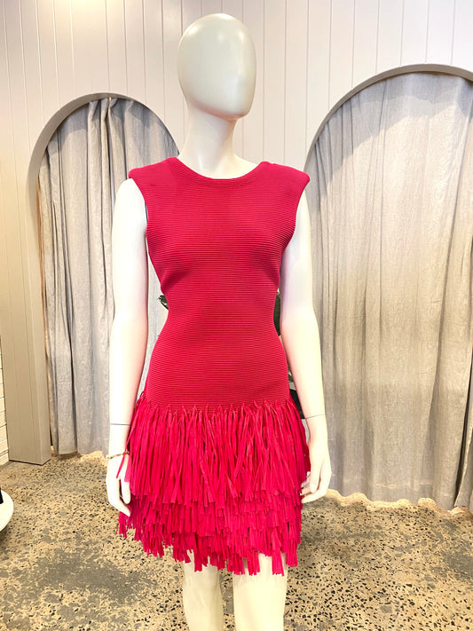 AJE Rushes Raffia Knit Mini Dress - Size XL