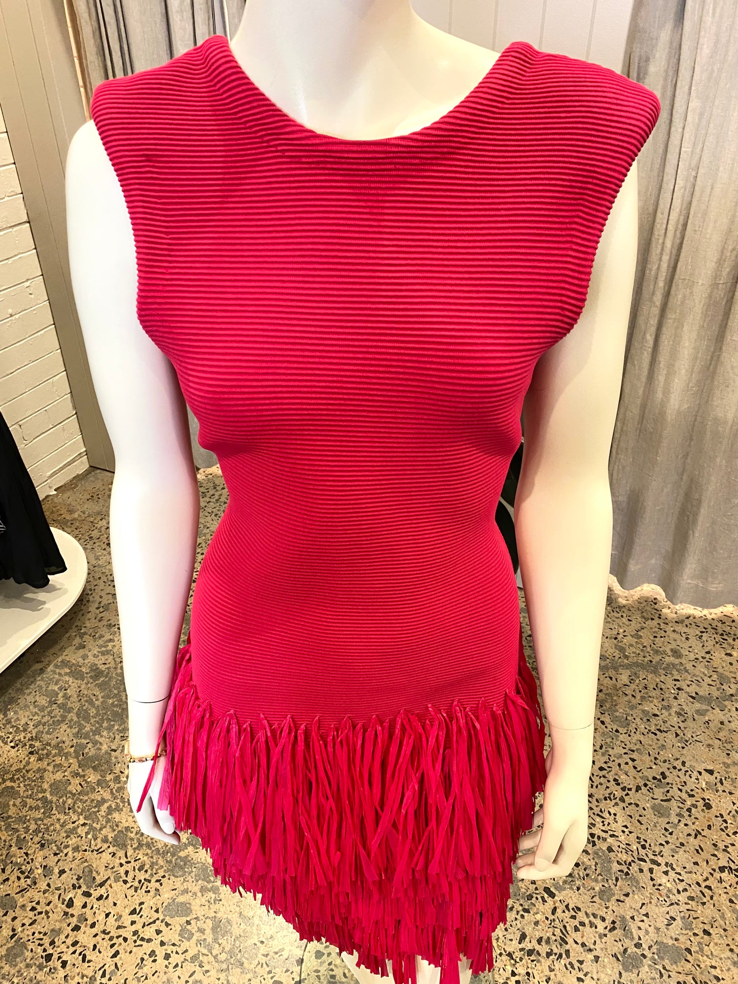 AJE Rushes Raffia Knit Mini Dress - Size XL