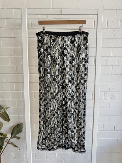 Vrg Girl Devyn Sequin Midi Skirt in Black - Size 12