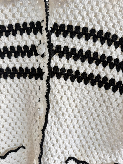 Baum Und Pferdgarten Cayley Crochet Top in Cream & Black - Size L (12)