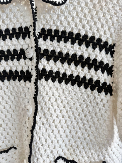 Baum Und Pferdgarten Cayley Crochet Top in Cream & Black - Size L (12)
