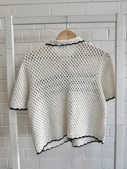 Baum Und Pferdgarten Cayley Crochet Top in Cream & Black - Size L (12)