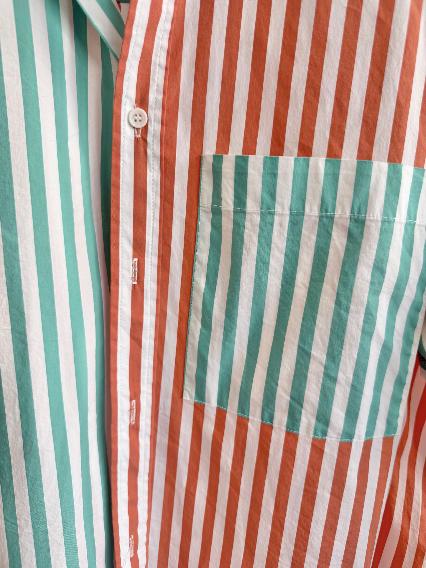 Blanca Benny Striped Shirt in Orange & Turquoise - One Size (8-12)