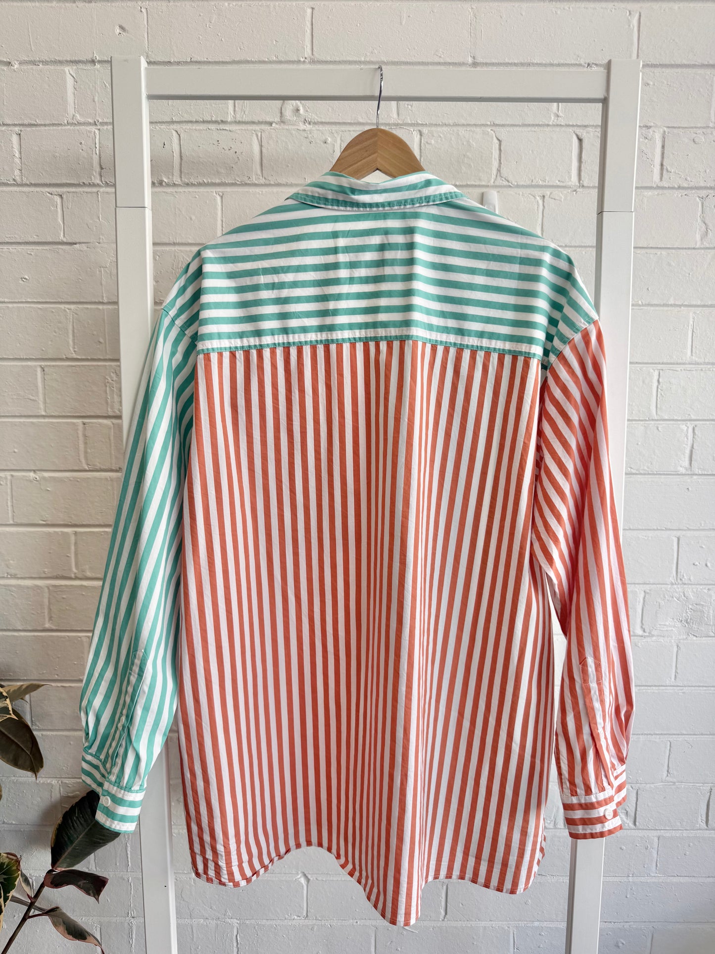 Blanca Benny Striped Shirt in Orange & Turquoise - One Size (8-12)