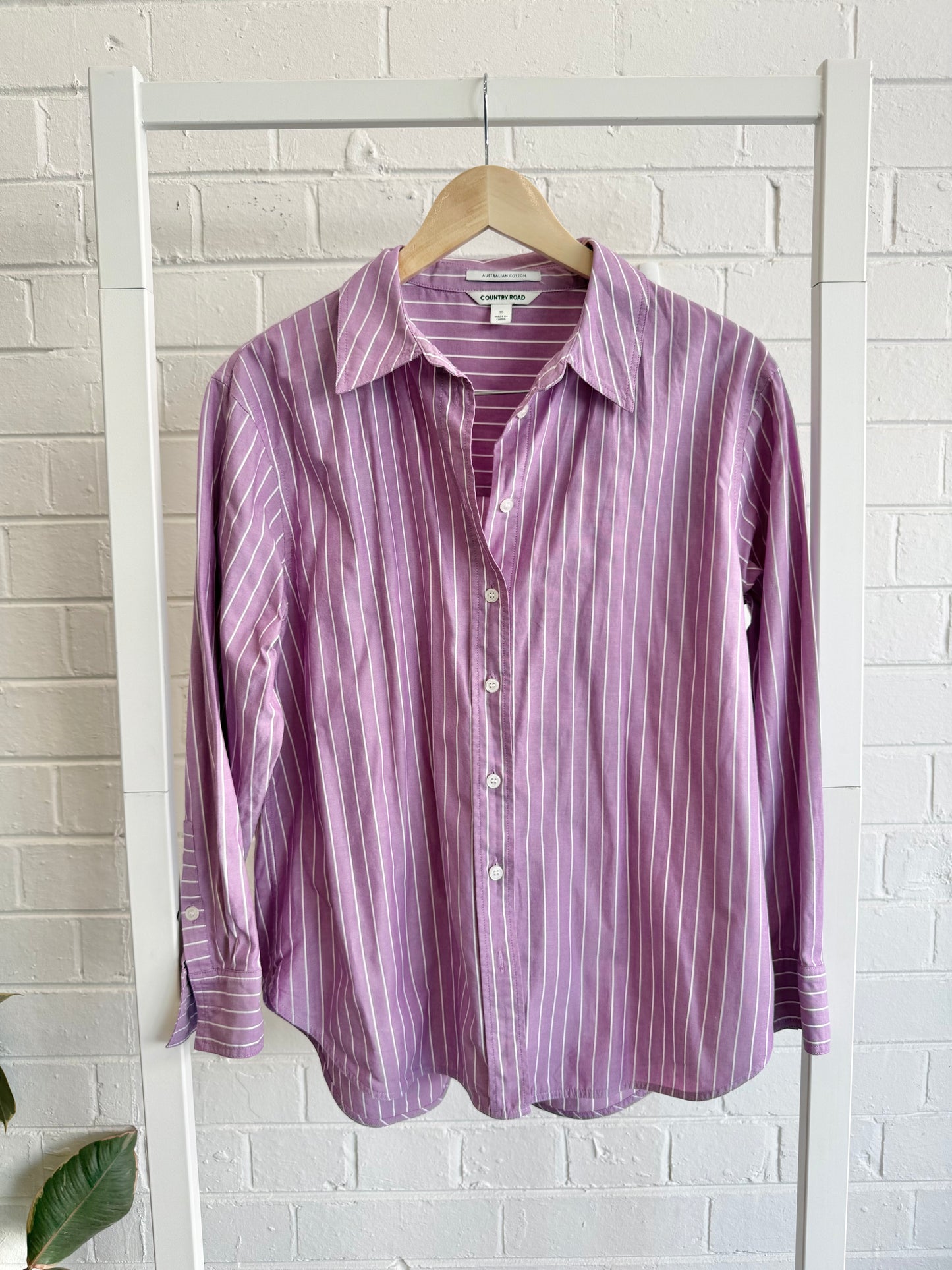 Country Road Pinstripe Shirt & Shorts Set in Purple - Size 10