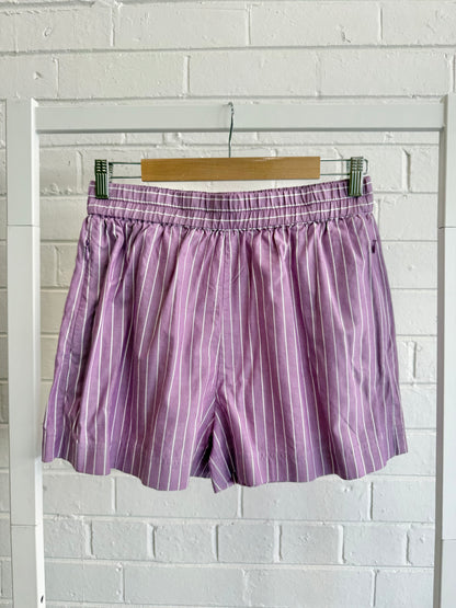 Country Road Pinstripe Shirt & Shorts Set in Purple - Size 10