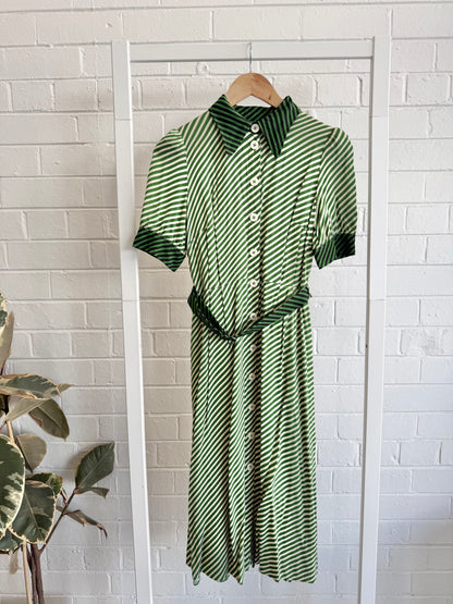 L.K. Bennett 'Valerie' Stripe Midi Shirtdress in Green - Size 10
