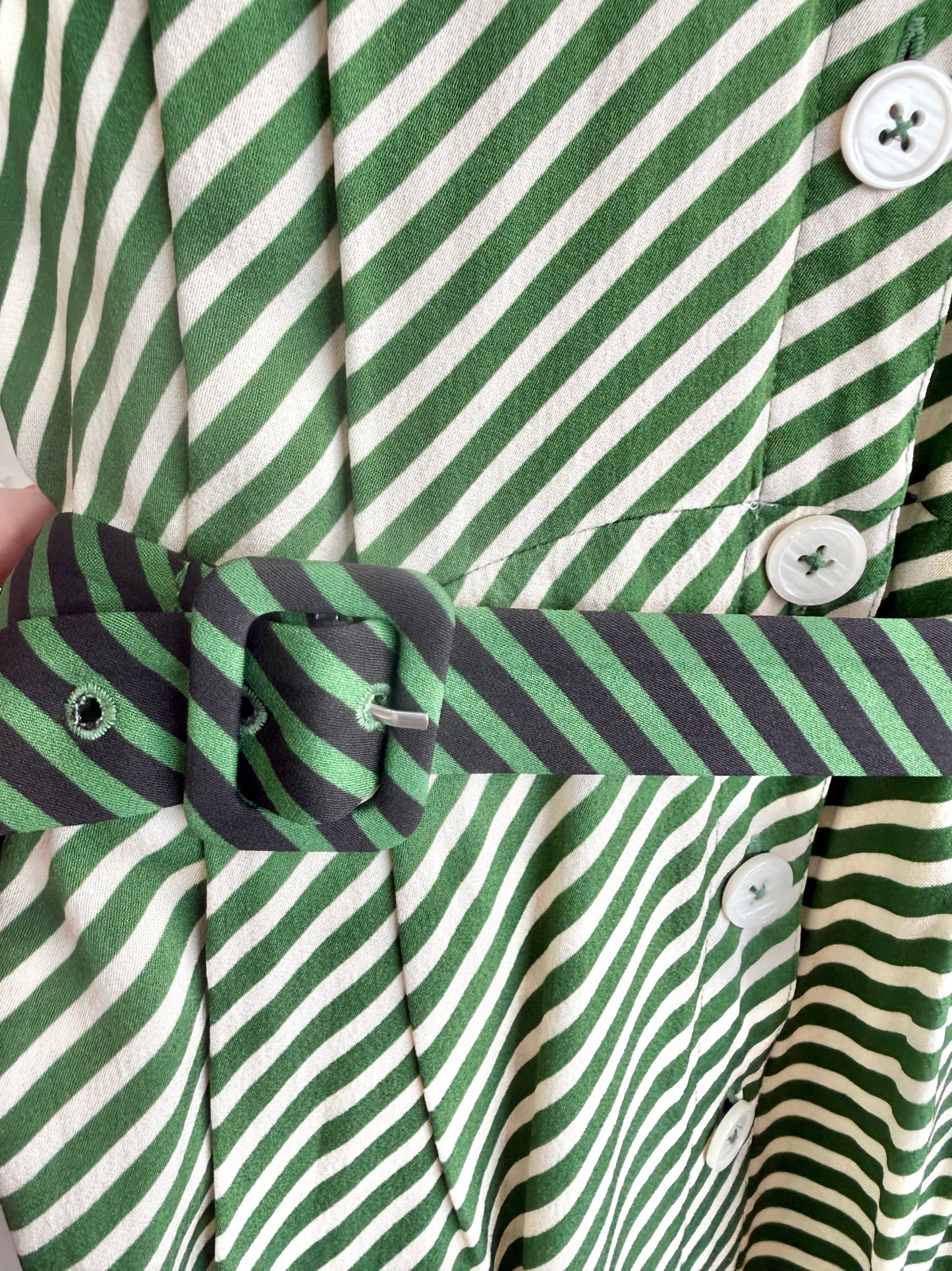 L.K. Bennett 'Valerie' Stripe Midi Shirtdress in Green - Size 10